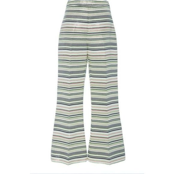 Christian Siriano Runway Multi Striped Pants Metallic High Waisted Cropped sz 10 - Picture 2 of 7